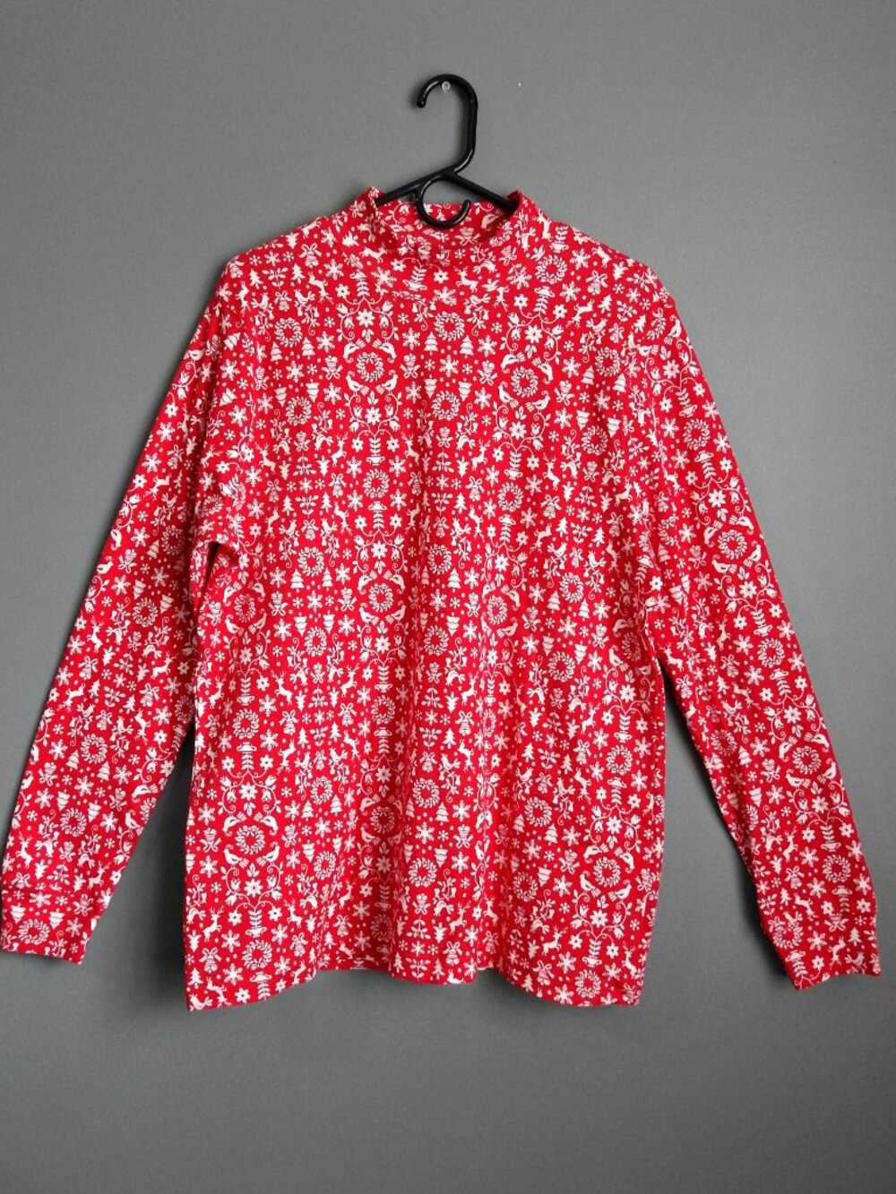 Christmas Lands' End Women's Tall Cotton Mock Turtleneck, Size L/T